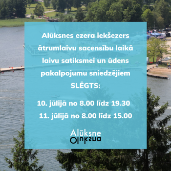 10. un 11. jūlijā ātrumlaivu sacensību laikā būs slēgts Alūksnes ezera iekšezers